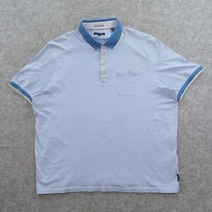 Ted Baker Polo Shirt Mens 3XL 7 Blue Short Sleeve Casual Button